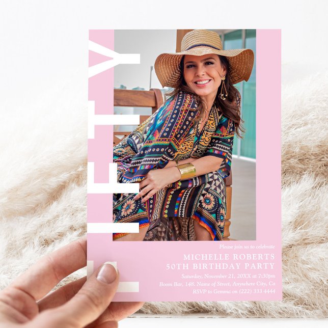 Modern FIFTY Photo 50th Birthday Party Invitation (Creator Uploaded)