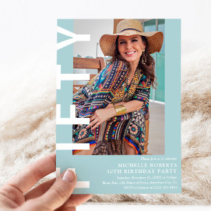 Modern FIFTY Photo 50th Birthday Party Invitation