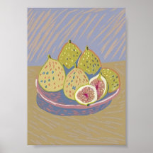 Modern Fig Still Life Pastel Painterly Fruit Art 
