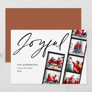 Modern film strip 5 Photo Joyful Christmas rust Holiday Card