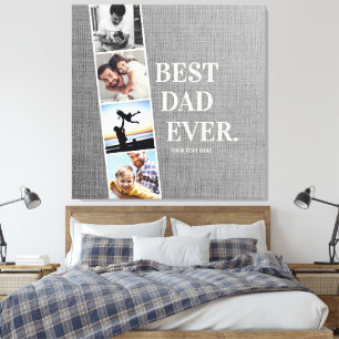 Modern Filmstrip Best Dad Ever Photo Collage Canvas Print