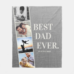 Modern Filmstrip Best Dad Ever Photo Collage  Flee Fleece Blanket