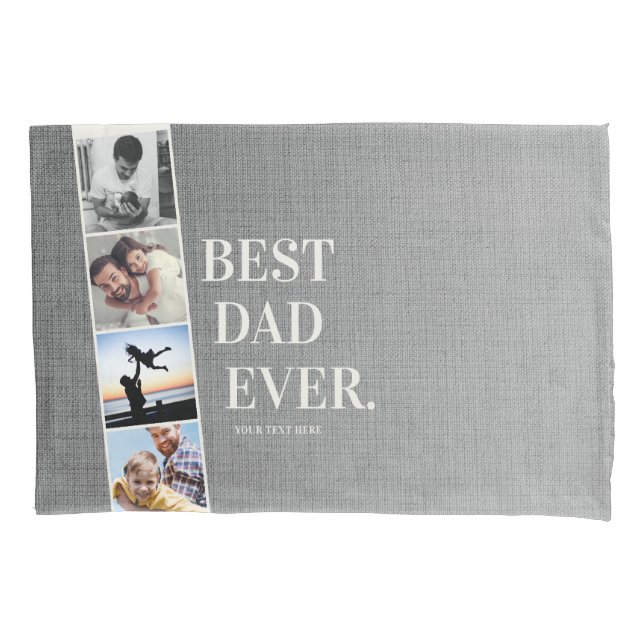 Modern Filmstrip Best Dad Ever Photo Collage Pillow Case (Front)