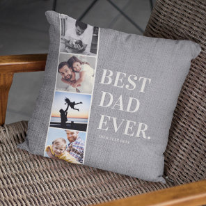 Modern Filmstrip Best Dad Ever Photo Collage  Throw Pillow