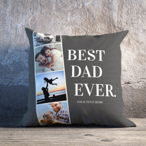 Modern Filmstrip Best Dad Ever Photo Collage Throw Pillow