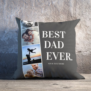 Modern Filmstrip Best Dad Ever Photo Collage Throw Pillow