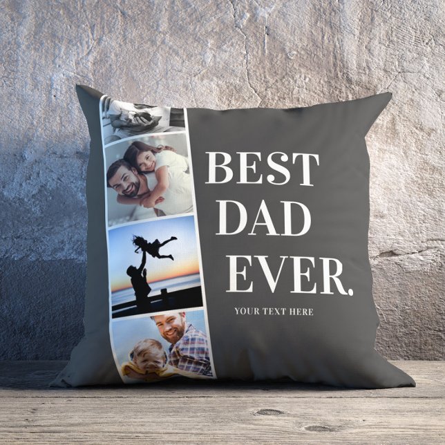 Modern Filmstrip Best Dad Ever Photo Collage Throw Pillow (Creator Uploaded)