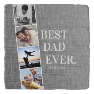 Modern Filmstrip Best Dad Ever Photo Collage Trivet