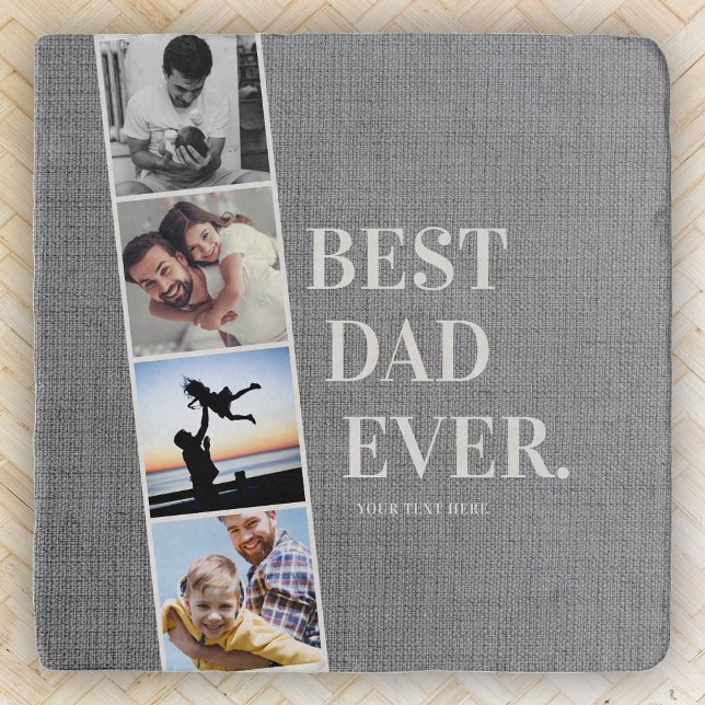 Modern Filmstrip Best Dad Ever Photo Collage Trivet (Creator Uploaded)