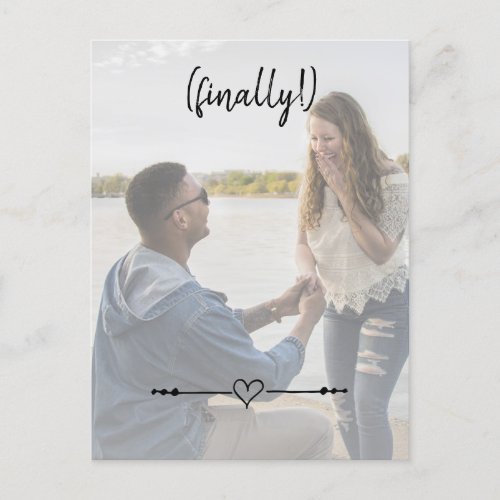 Modern Finally Heart Cute Engagement Save The Date Announcement Postcard