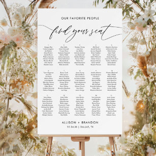 Modern Find Your Seat 15 Tables Seating Chart Foam Board