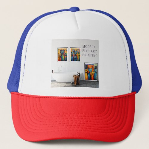 Modern Fine Art Cat Printing Trucker Hat