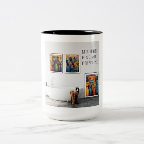 Modern Fine Art Cat Printing Two_Tone Coffee Mug