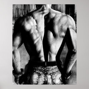 Modern Fine Art Drawing Male Fitness Cool Poster