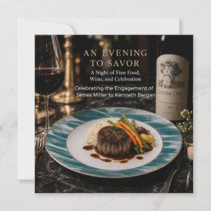 Modern Fine Dining Engagement Dinner Invitation