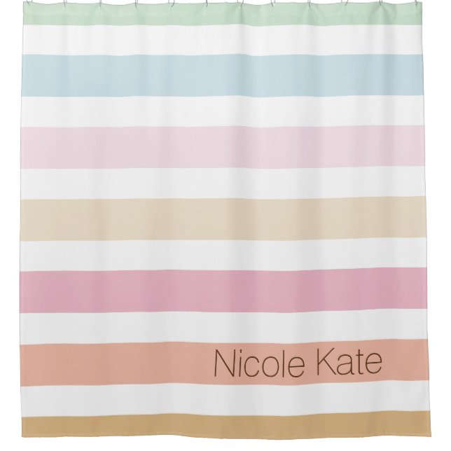 modern fine pastel colors custom monogram shower curtain (Front)