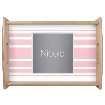 Modern Fine Pink Pastel Color Monogram Serving Tray by Frankipeti at Zazzle