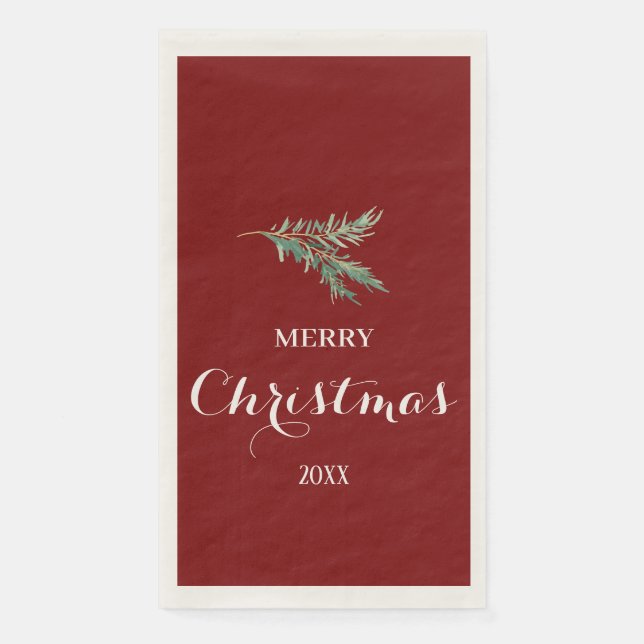 Modern fir tree branch for Christmas Paper Guest Towels (Front)