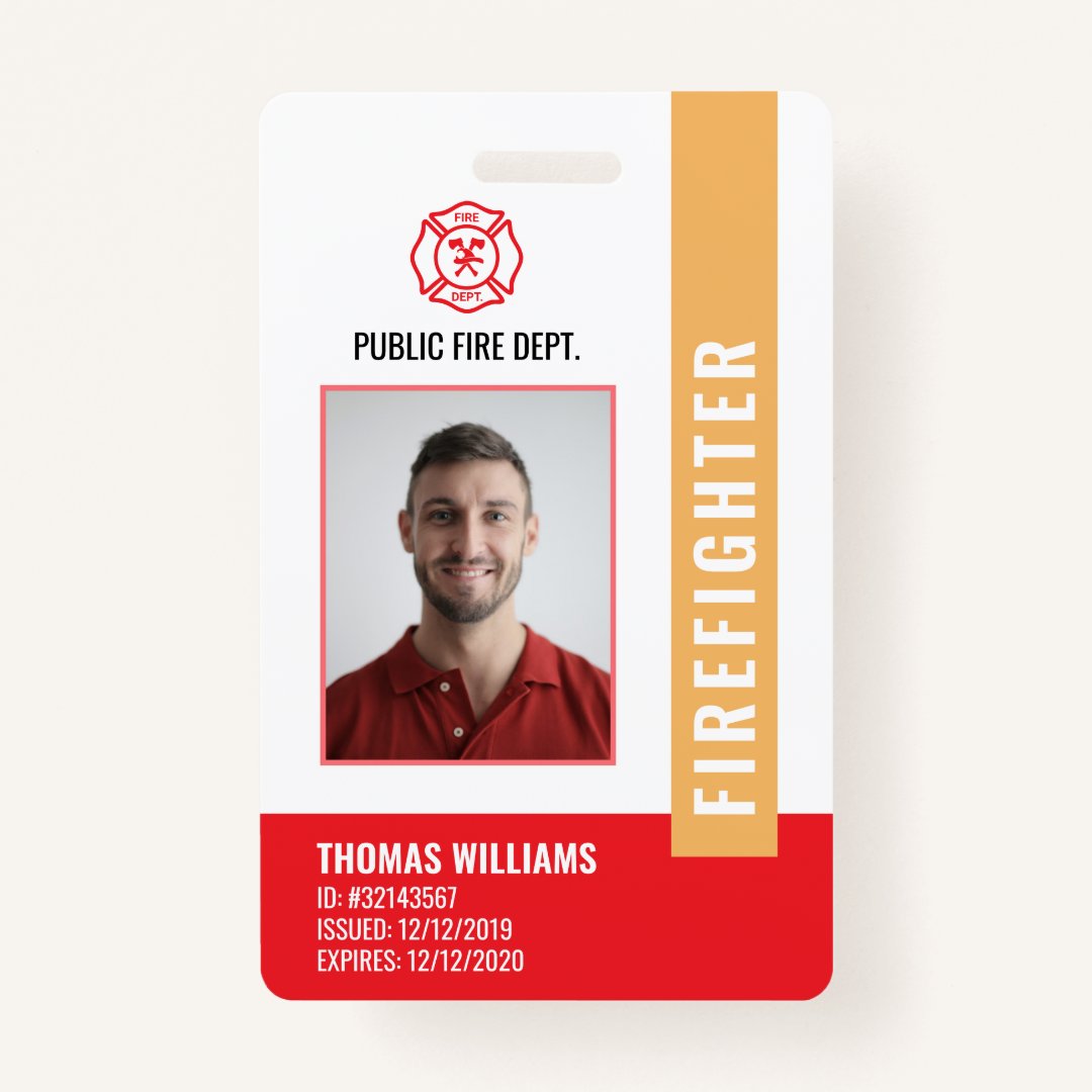 Modern Fire Department Firefighter ID Badge | Zazzle