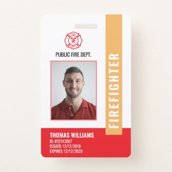 Modern Fire Department Firefighter Id Badge by J32Design at Zazzle