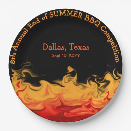 Modern Fire Flames BBQ Cook Off Competition Paper Plates
