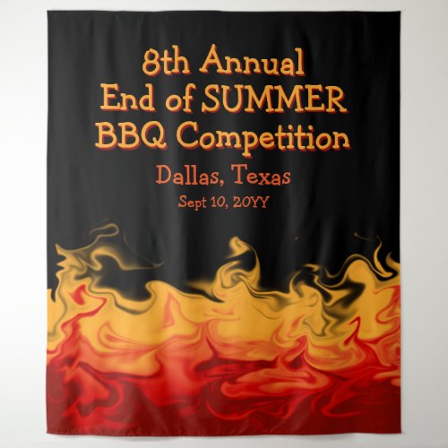 Modern Fire Flames BBQ Cook Off Competition Tapestry