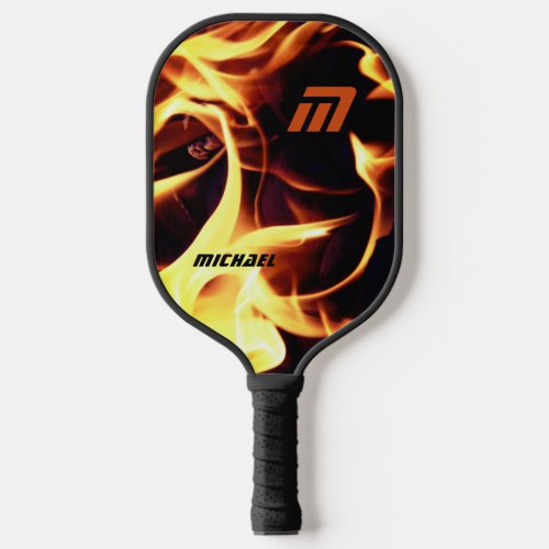 Modern Fire Flames Personalized Pickleball Paddle