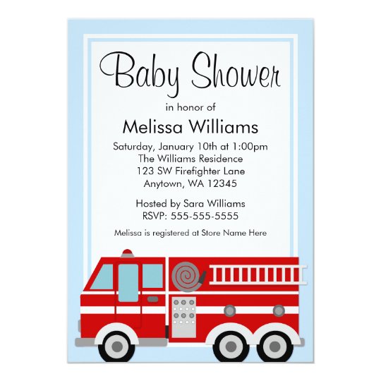 Modern Fire Truck Boy Baby Shower Invitation | Zazzle.com