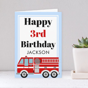 Modern Fire Truck Boy Birthday Card