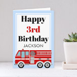 Modern Fire Truck Boy Birthday Card<br><div class="desc">A cute fire truck illustration is featured on this red and blue boy birthday card.</div>