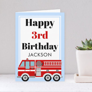 Modern Fire Truck Boy Birthday Card