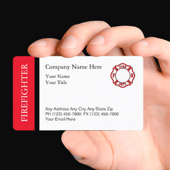 Modern Firefighter Design For Firemen Business Card by Luckyturtle at Zazzle
