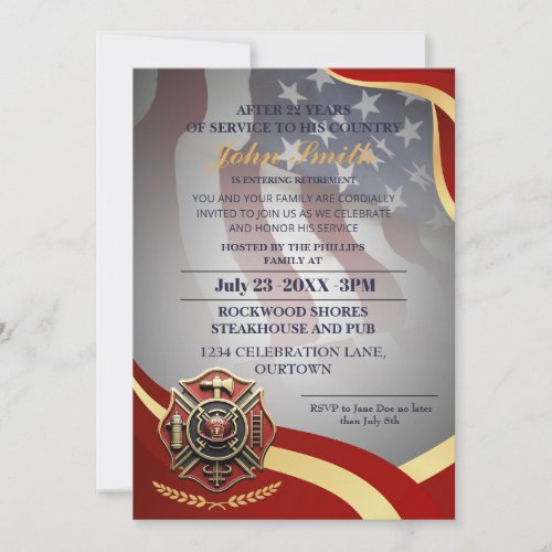 Modern Firefighter Officer Retirement Party  Invitation