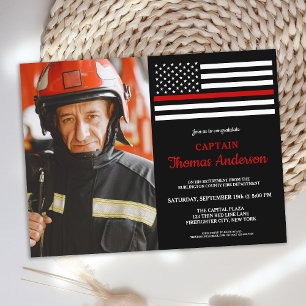 Modern Firefighter Retirement Party Custom Photo Invitation Postcard
