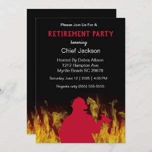 Modern Fireman/Fire Chief Silhouette Retirement Invitation