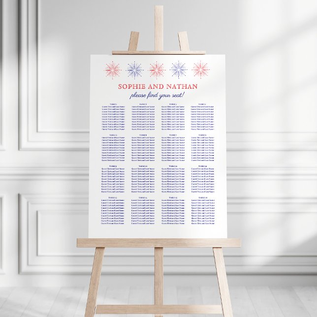 Modern Fireworks 4th of July Wedding Seating Chart Foam Board (Creator Uploaded)