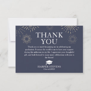Modern Fireworks Graduation Thank You with Message Card