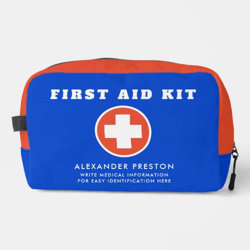 Modern First Aid Blue Orange Cross Medical Travel Dopp Kit
