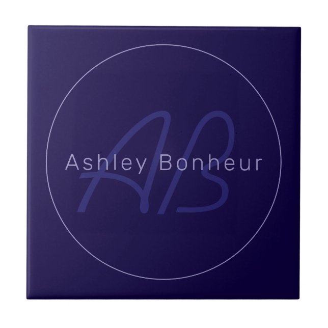 Modern First and Last Name w/Monogram Ceramic Tile (Front)