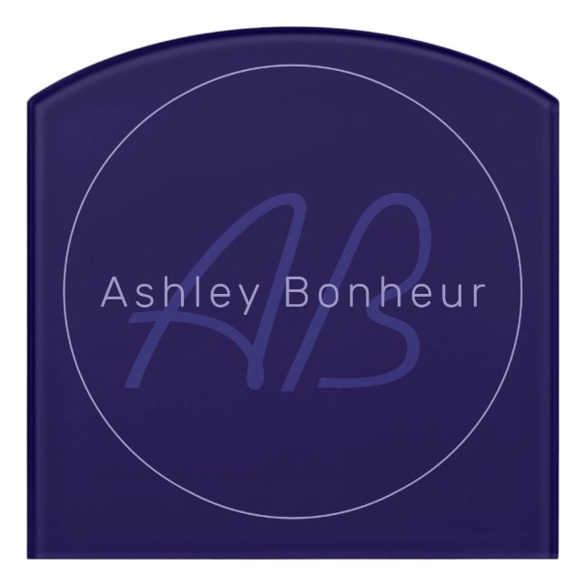 Modern First and Last Name w/Monogram Door Sign (Contour Front)