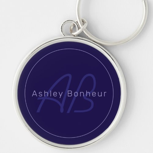 Modern First and Last Name w/Monogram Keychain