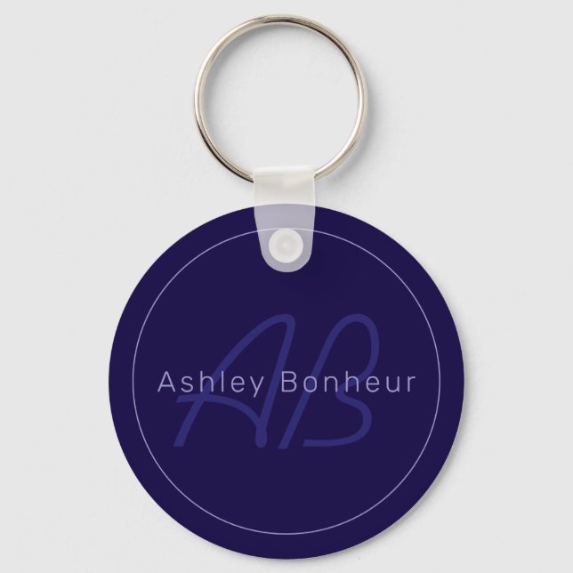 Modern First and Last Name w/Monogram Keychain (Front)