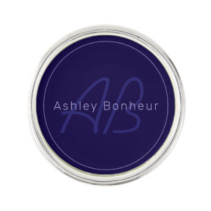 Modern First and Last Name w/Monogram Lapel Pin