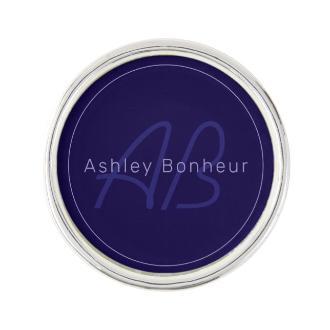 Modern First and Last Name w/Monogram Lapel Pin (Front)
