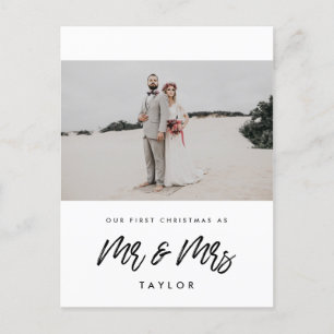 Modern first Christmas as Mr and Mrs photo Postcard