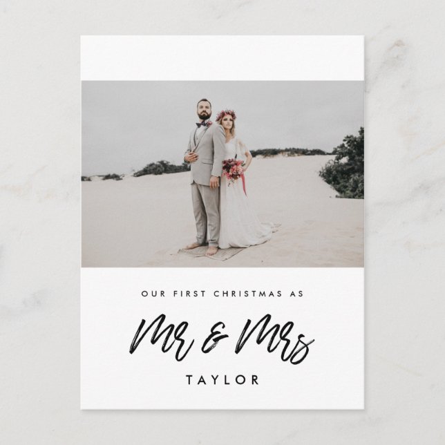 Modern first Christmas as Mr and Mrs photo Postcard (Front)