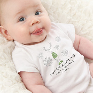 Modern First Christmas Cozy Reindeer Baby Bodysuit