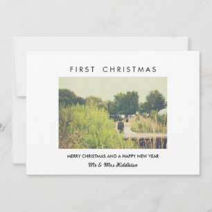 Modern First Christmas & Happy New Year Photo Holiday Card