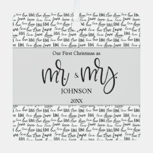 Modern First Christmas Married love wedding gift Metal Ornament