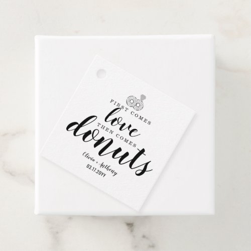 Modern First Comes Love Donuts Diamond Wedding Favor Tags